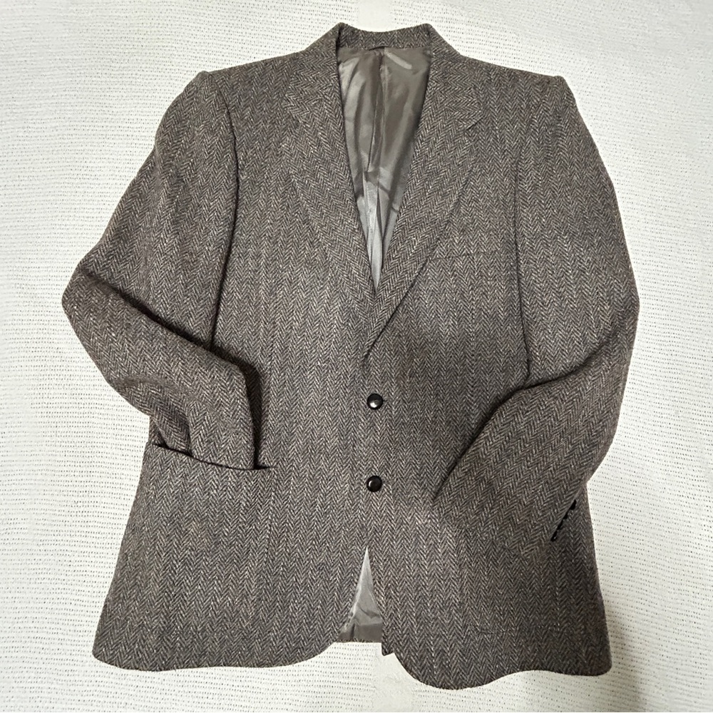 Vintage Men’s Large Harris Tweed Sport Blazer Birch Herringbone Scotland